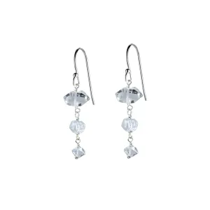Herkimer Diamond Triple Drop Earrings