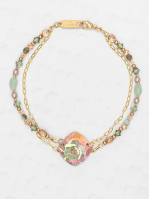 Holly Yashi Elena Beaded Bracelet - Blooming Coral / Sage