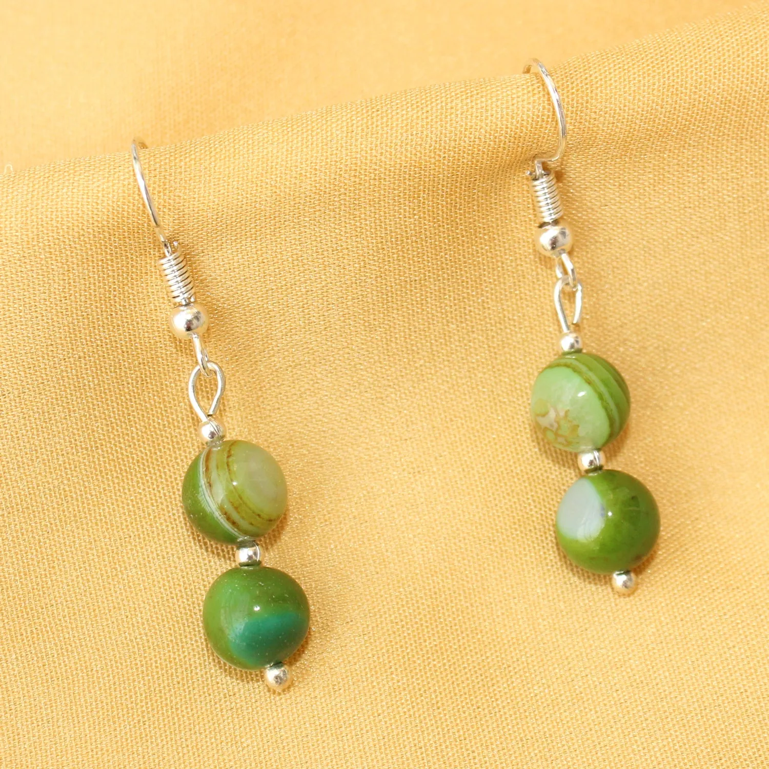Imeora Parrot Green 8mm Agate Earrings