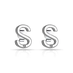 Initial Earrings Letter S Created with Zircondia® Crystals