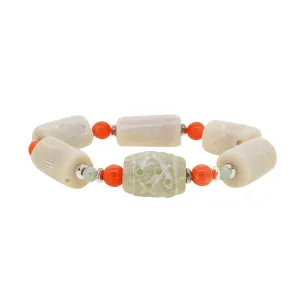 Ivory and Orange Coral with Jade and Hematite