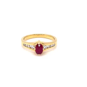 Jewel 18 Carat Yellow Gold Natural Ruby & Diamond ring