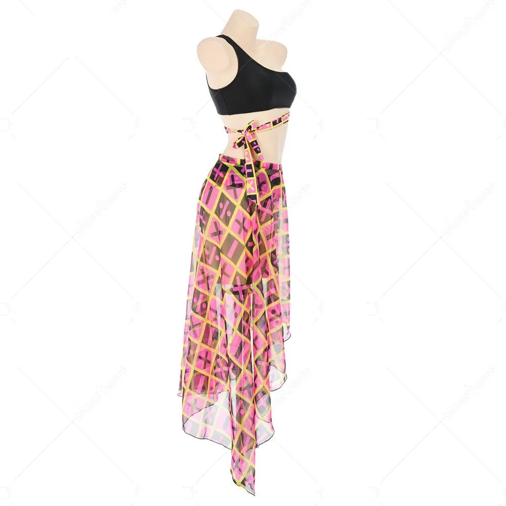 JoJo Trish Derivative Cosplay Swimsuit with Beach Skirt