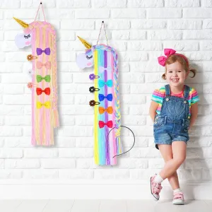 Kids Unicorn Hair Clips Bow Holder Wall Hanging Storage Organizer Home Decor