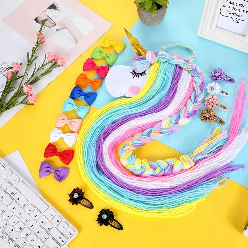 Kids Unicorn Hair Clips Bow Holder Wall Hanging Storage Organizer Home Decor