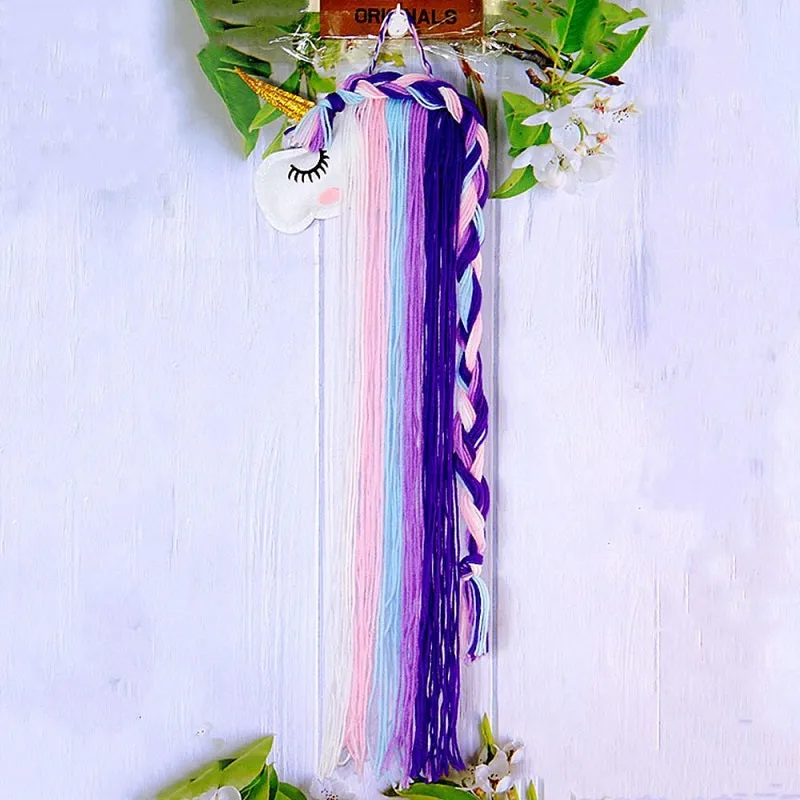 Kids Unicorn Hair Clips Bow Holder Wall Hanging Storage Organizer Home Decor