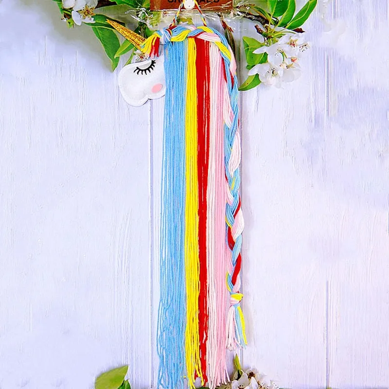 Kids Unicorn Hair Clips Bow Holder Wall Hanging Storage Organizer Home Decor