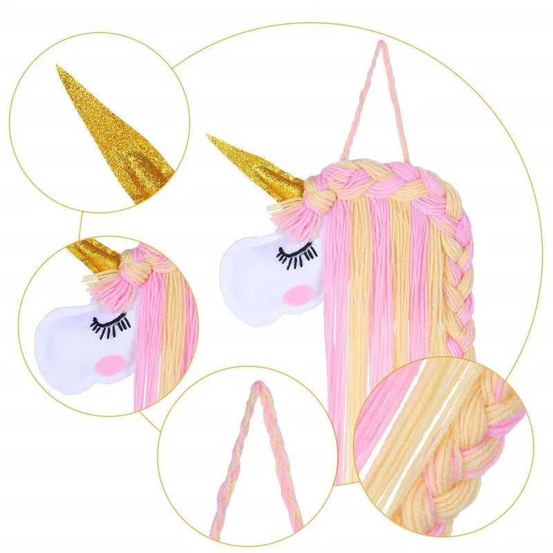 Kids Unicorn Hair Clips Bow Holder Wall Hanging Storage Organizer Home Decor