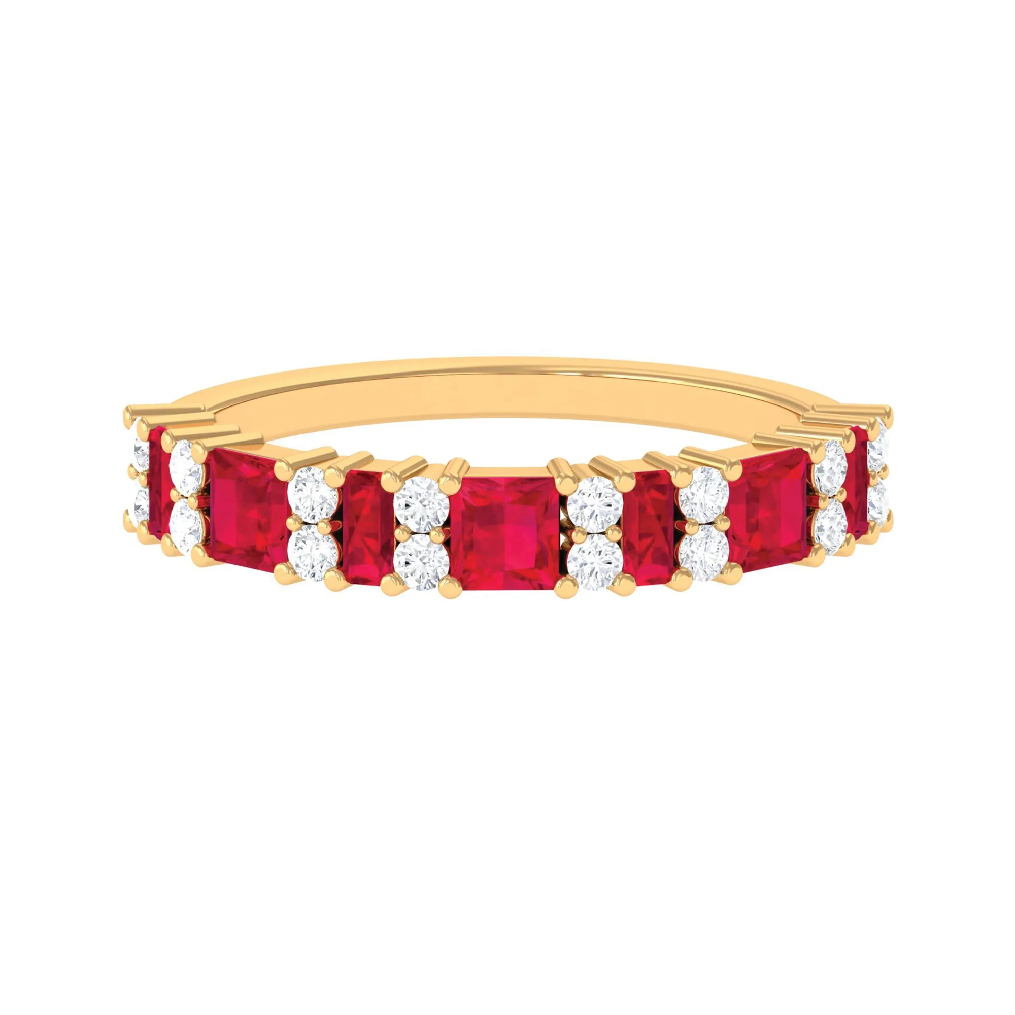 Lab Grown Ruby and Diamond Classic Eternity Band Ring