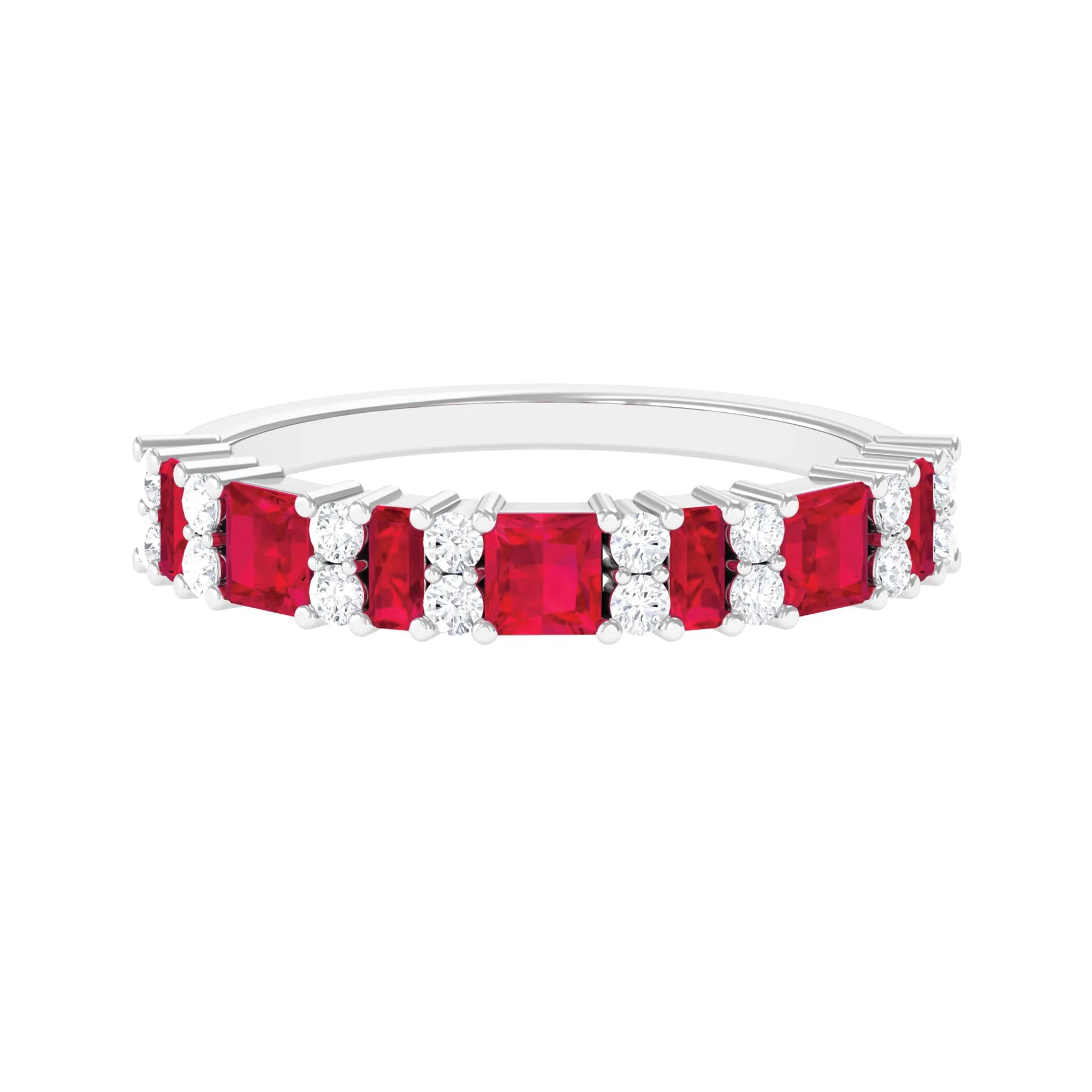 Lab Grown Ruby and Diamond Classic Eternity Band Ring
