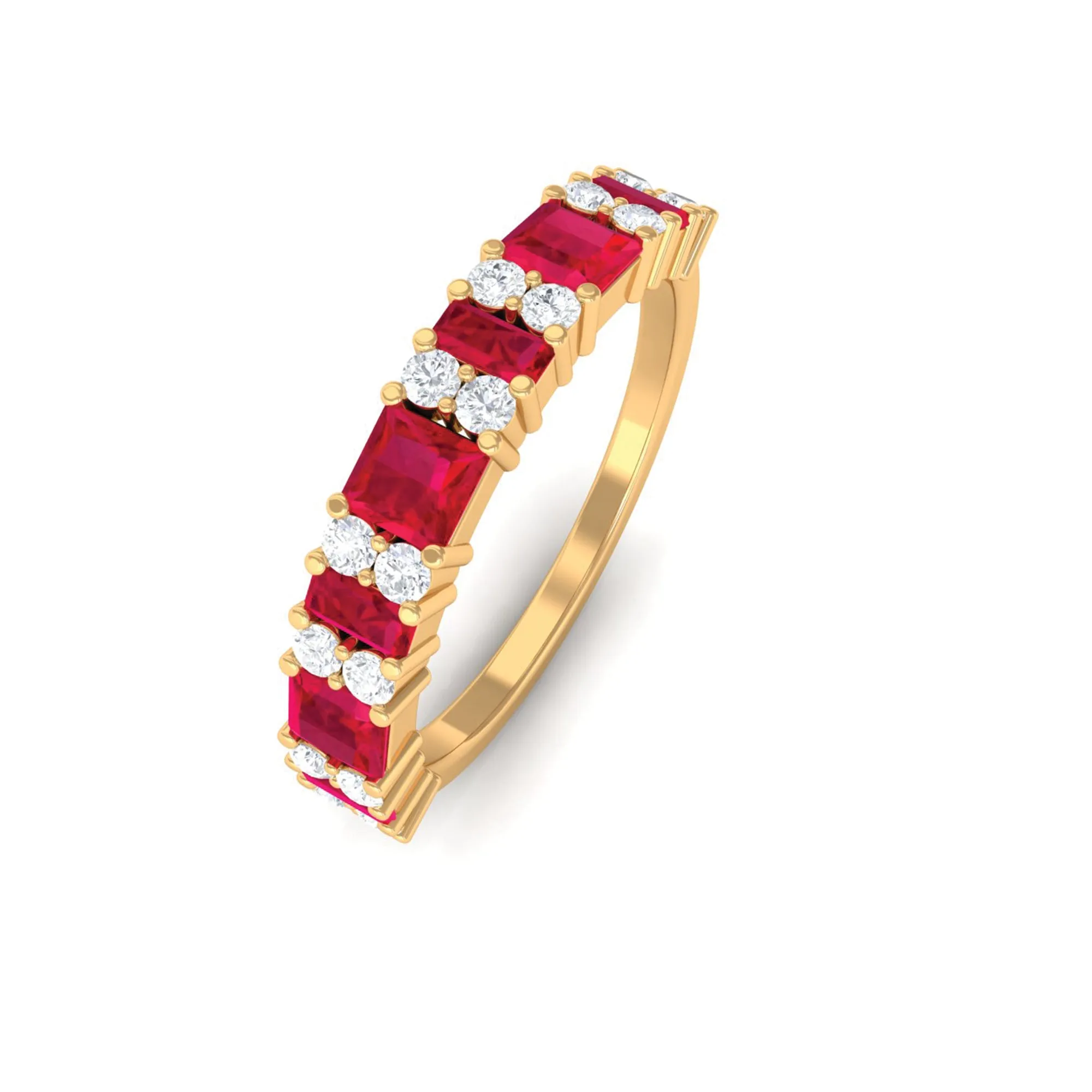 Lab Grown Ruby and Diamond Classic Eternity Band Ring