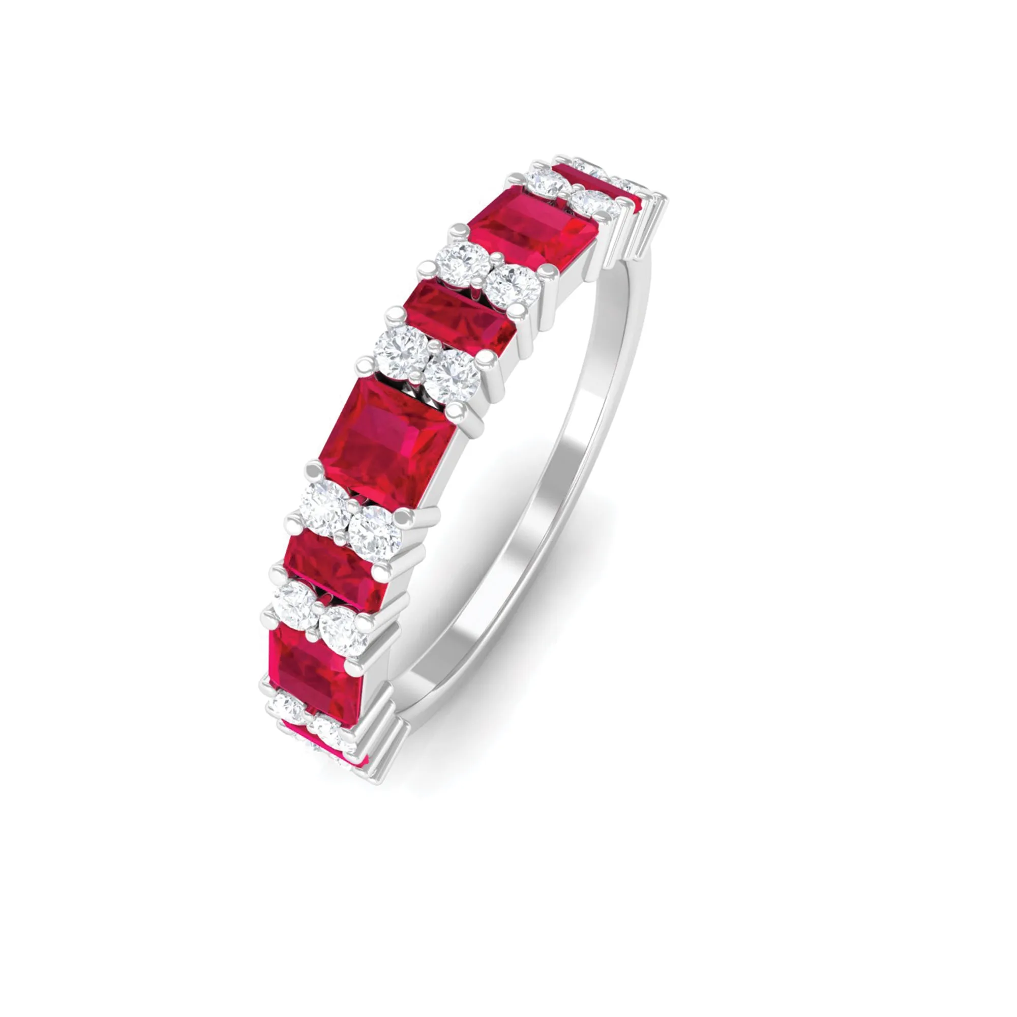 Lab Grown Ruby and Diamond Classic Eternity Band Ring