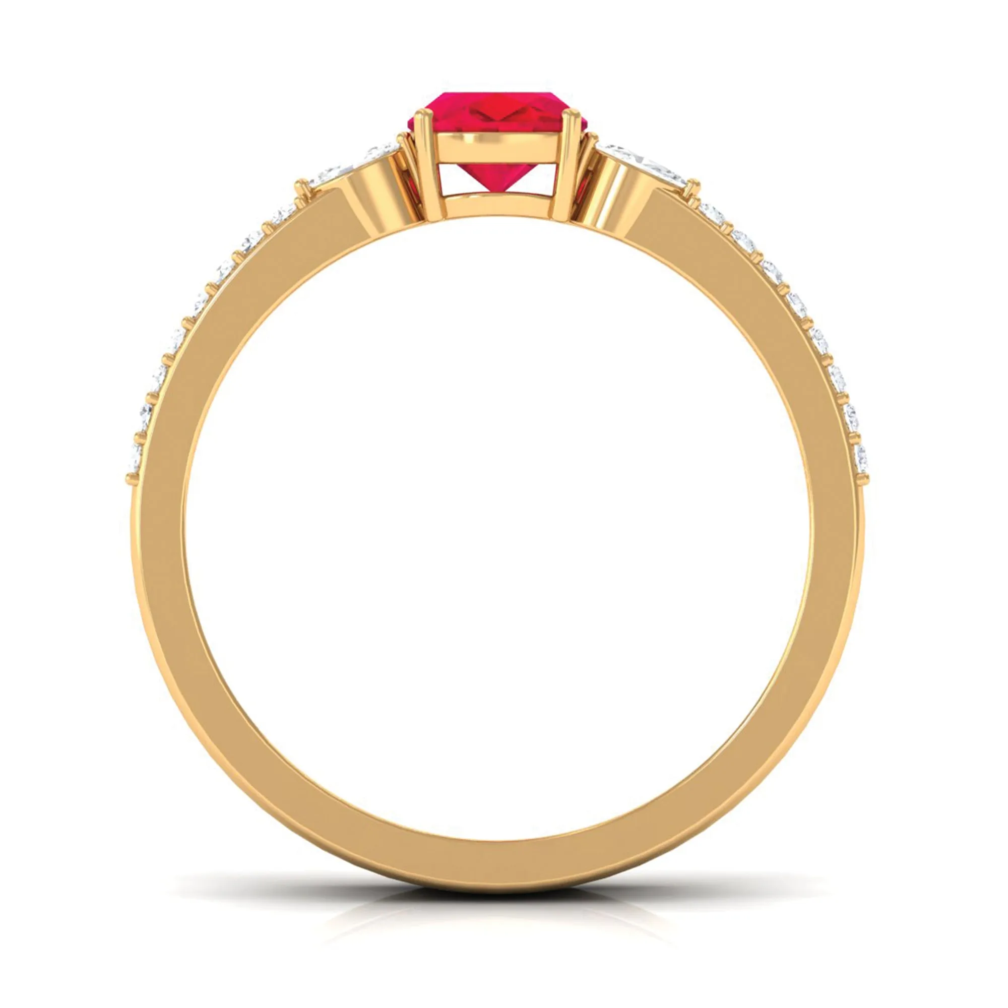 Lab Grown Ruby Anniversary Double Band Ring with Diamond
