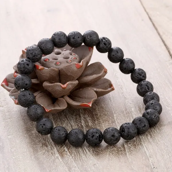 Lava Stone Beaded Bracelet (Circumference 19cm) 火山石串珠手鍊 (鍊長 19cm) (KJBR16209)