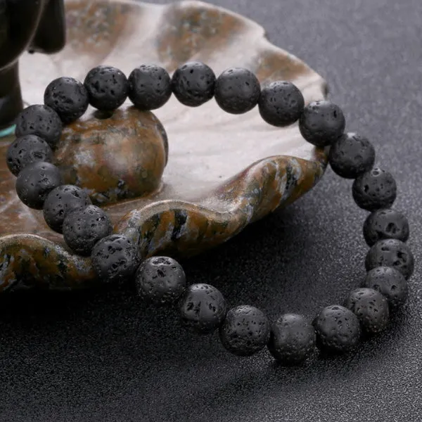 Lava Stone Beaded Bracelet (Circumference 19cm) 火山石串珠手鍊 (鍊長 19cm) (KJBR16209)