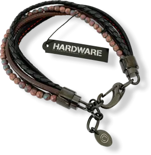 Leather Bracelet-beaded- 630-97