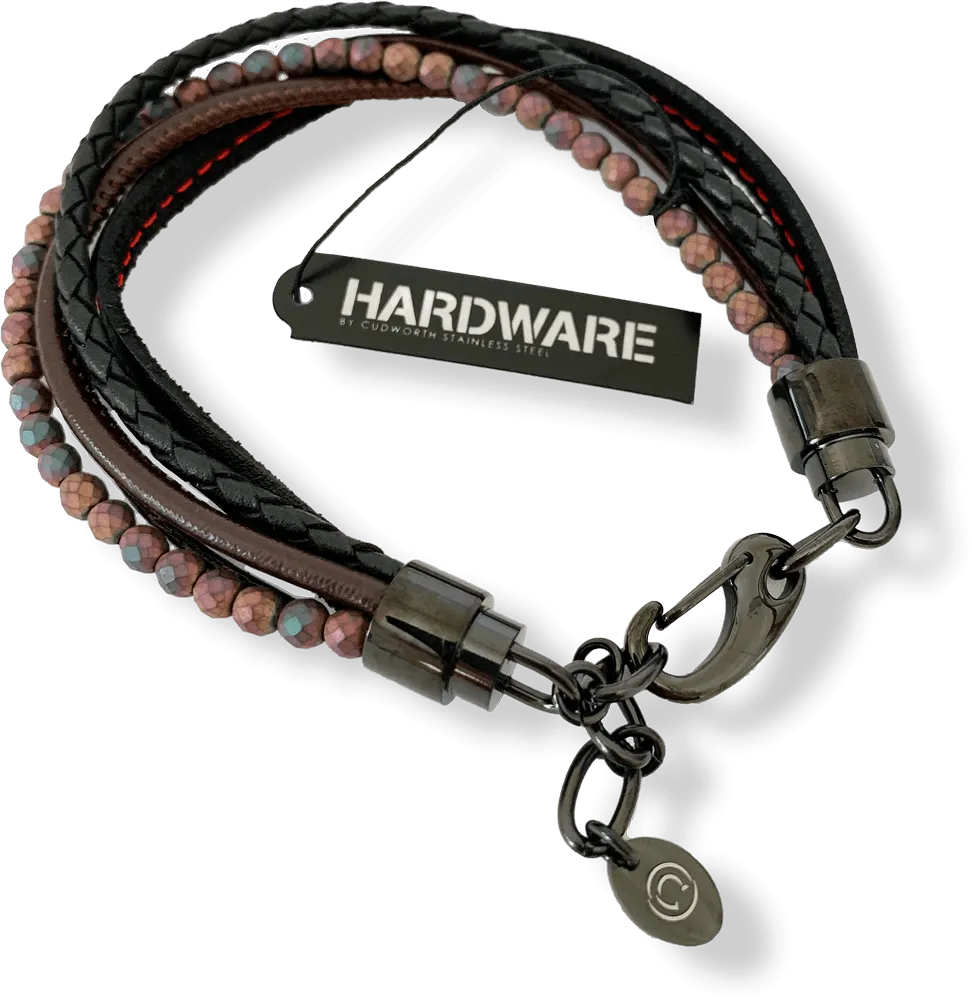 Leather Bracelet-beaded- 630-97