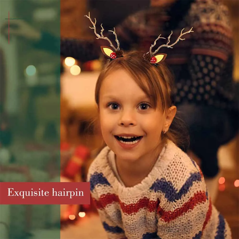 LED Reindeer Antler Hair Clips with Pinecone and Mushroom HP002