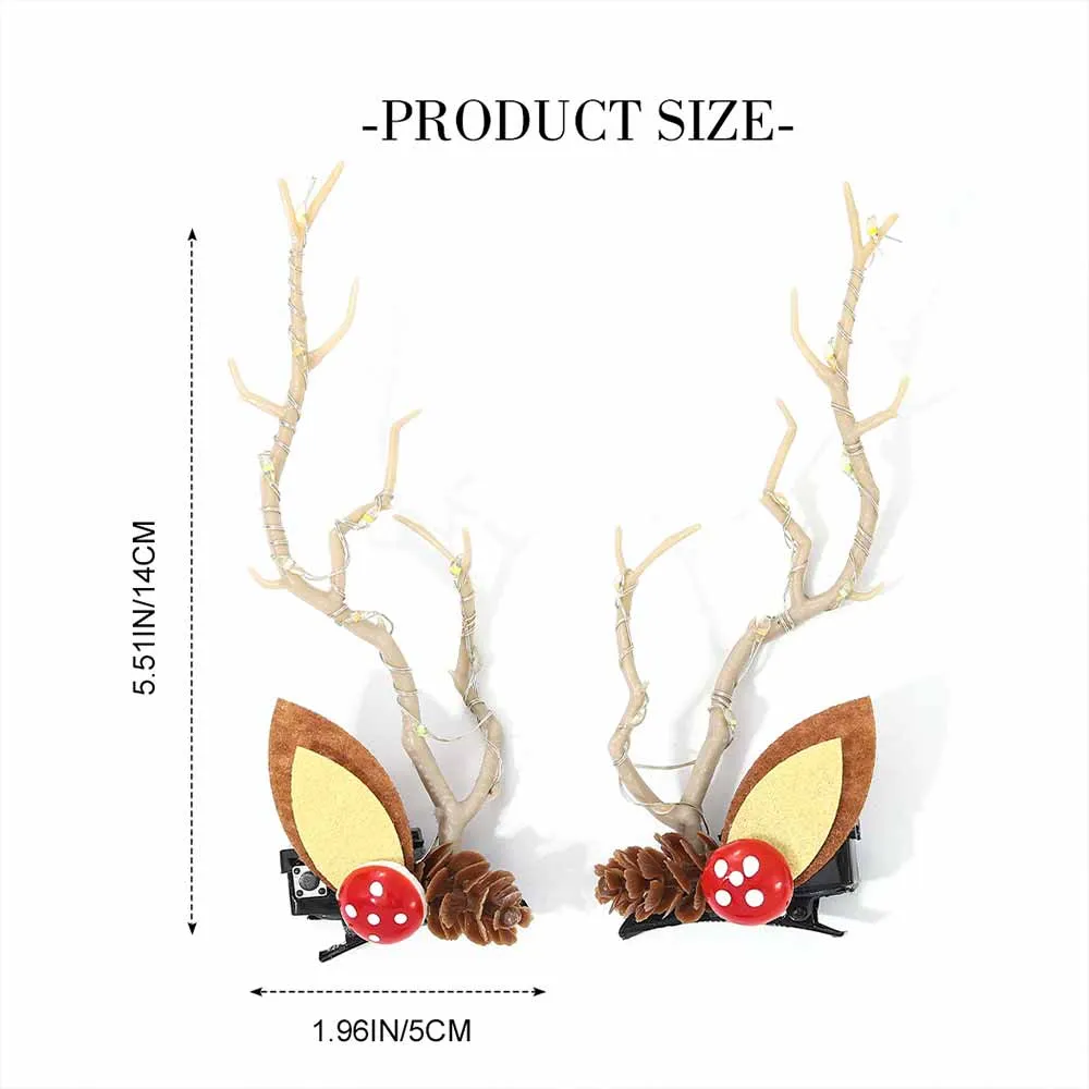 Lights up Christmas Hair LED  Clips Reindeer Antlers HP001