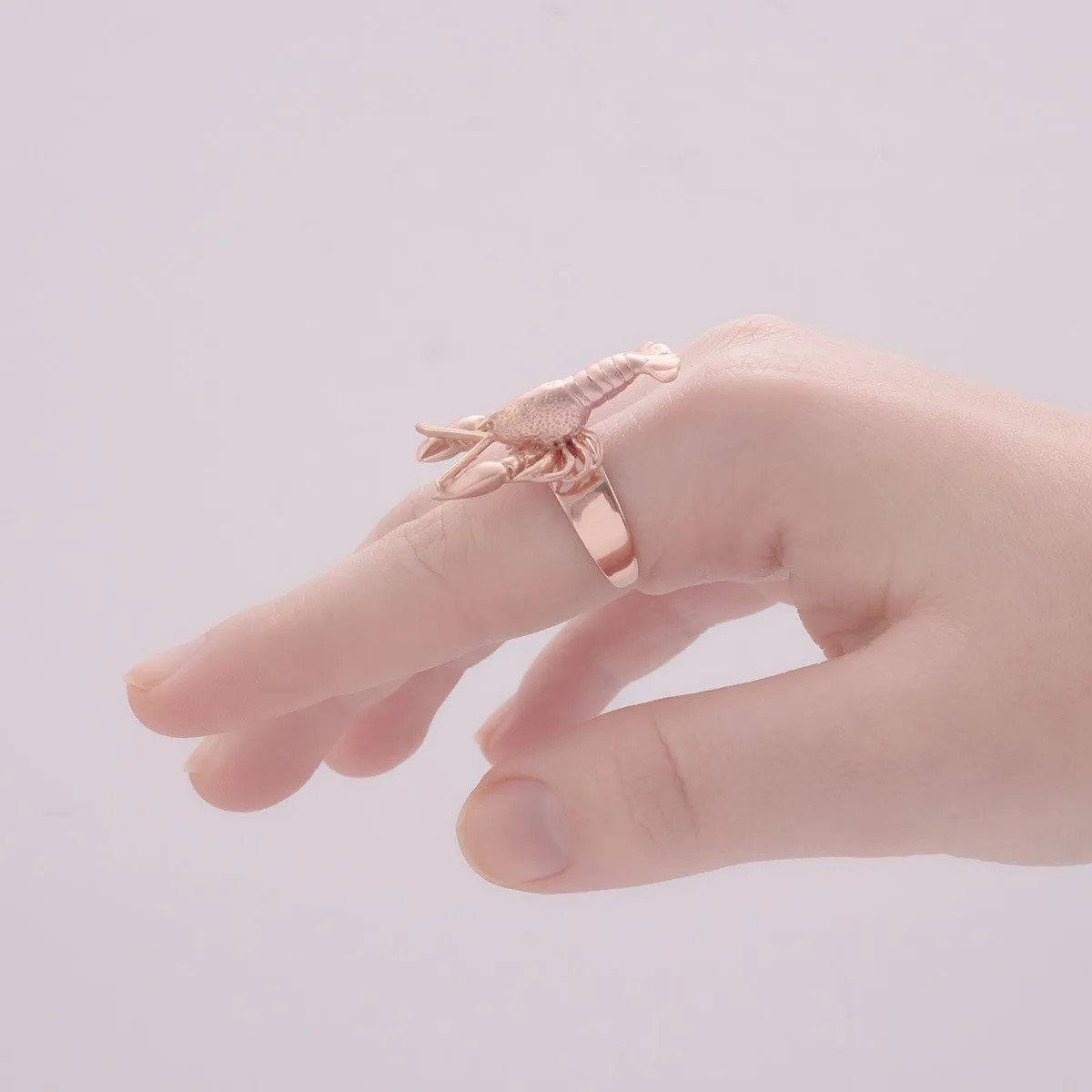 Lobster ring rose gold plated by Bill Skinner