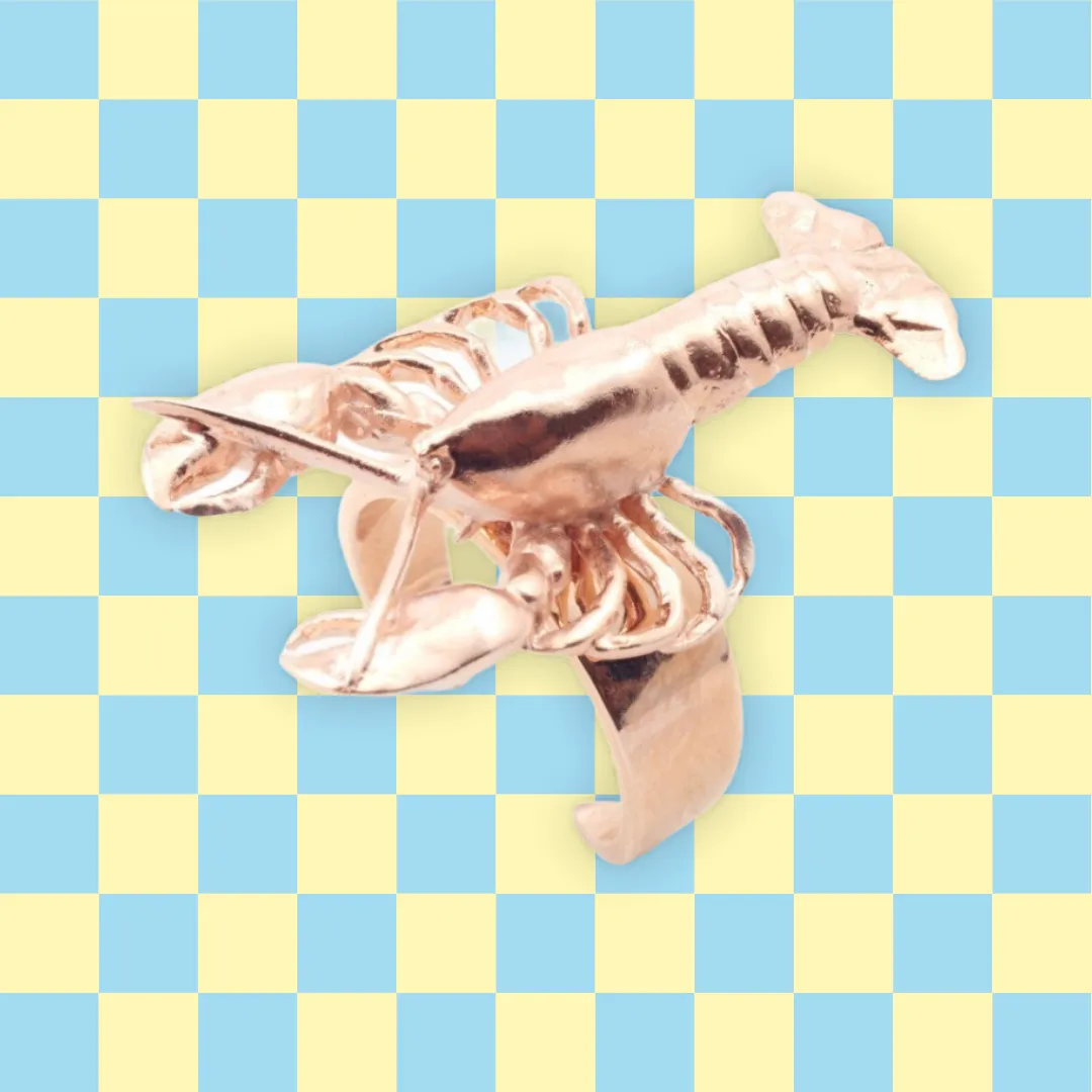 Lobster ring rose gold plated by Bill Skinner