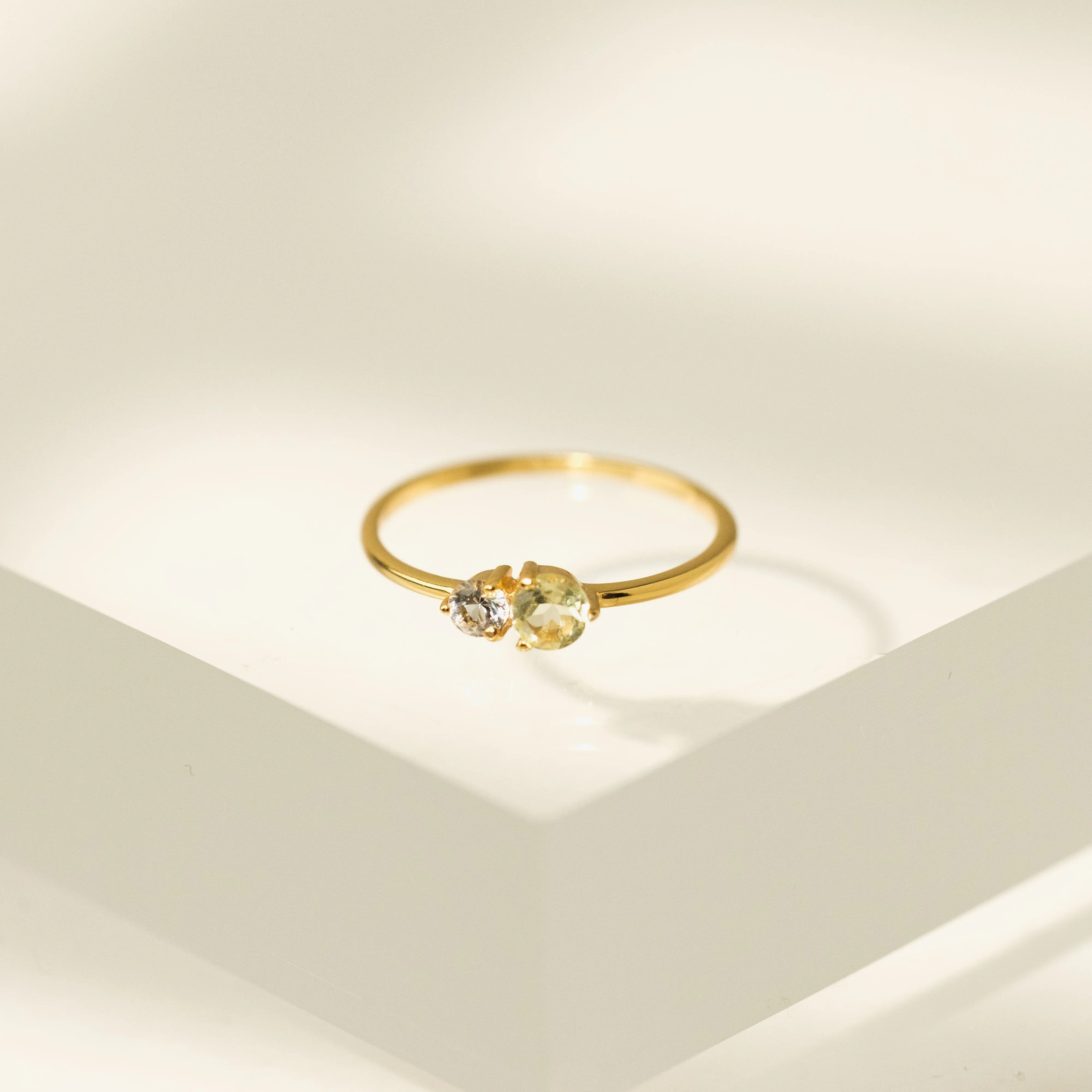 Luma Gemstone Ring Lemon Quartz   White Topaz
