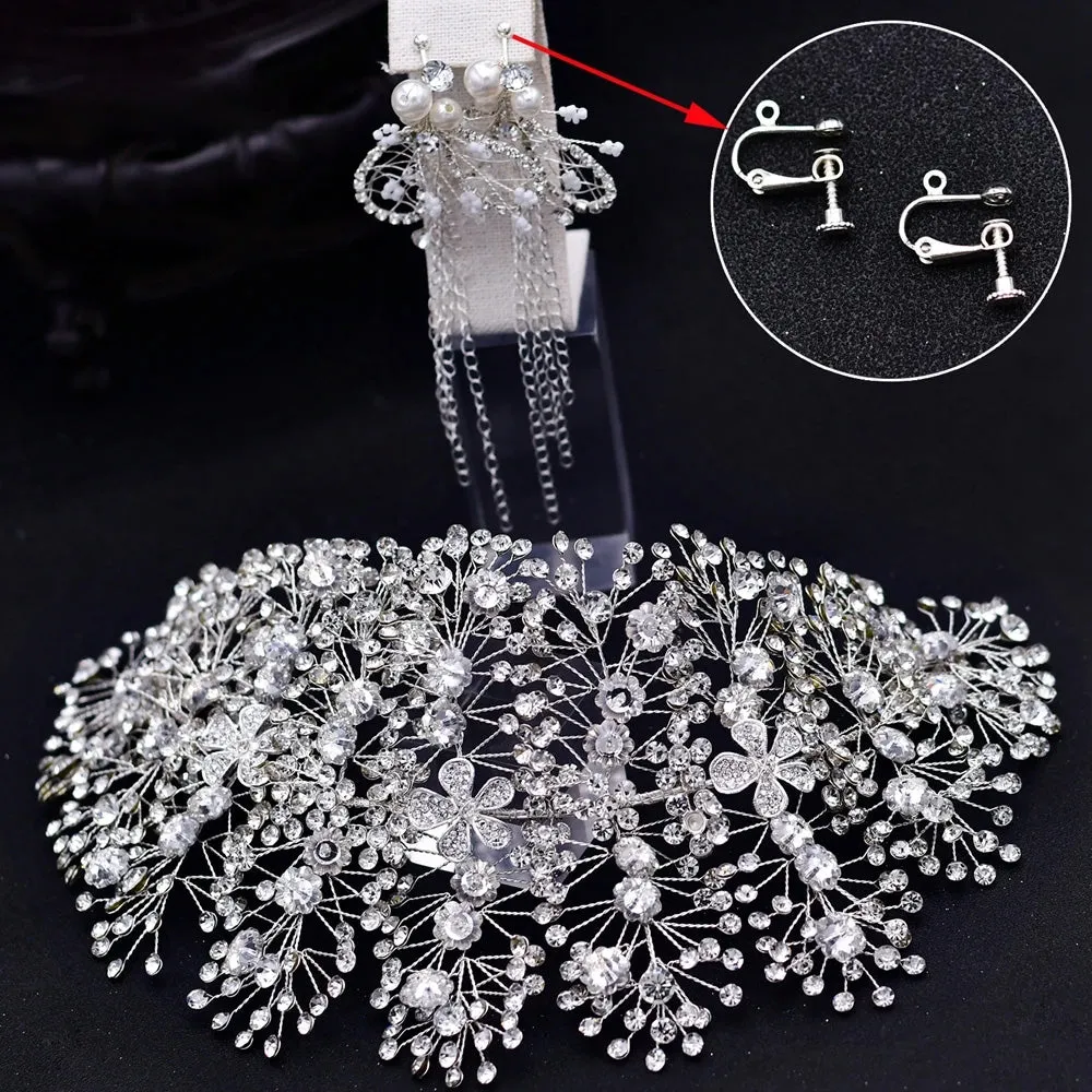 Luxurious Clear Crystal Headband for Bridal Wedding Handmade Bridal Hair Accessories
