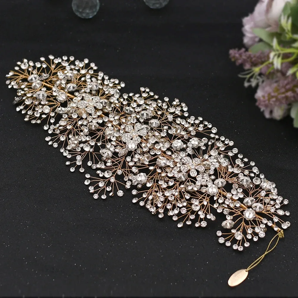 Luxurious Clear Crystal Headband for Bridal Wedding Handmade Bridal Hair Accessories