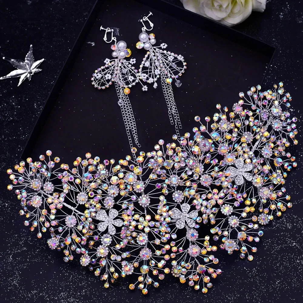 Luxurious Clear Crystal Headband for Bridal Wedding Handmade Bridal Hair Accessories