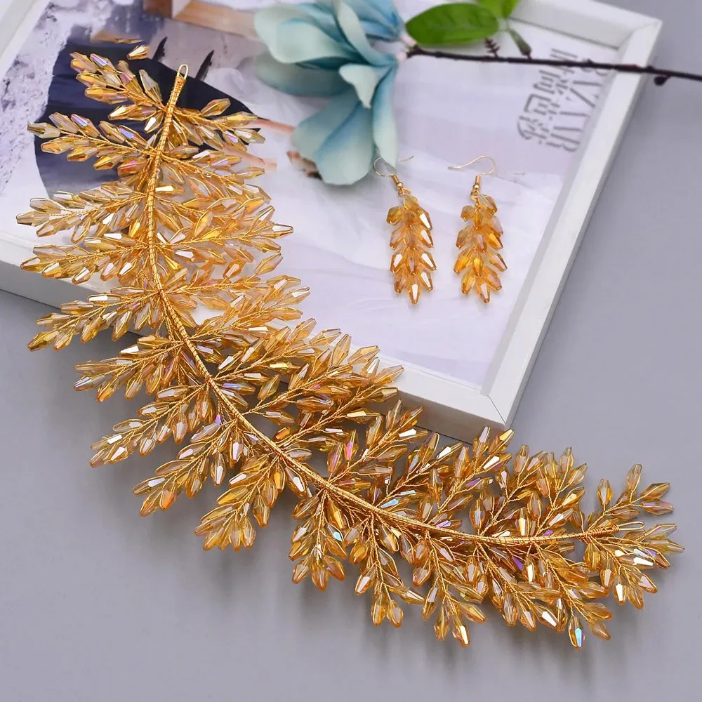 Luxurious Clear Crystal Headband for Bridal Wedding Handmade Bridal Hair Accessories