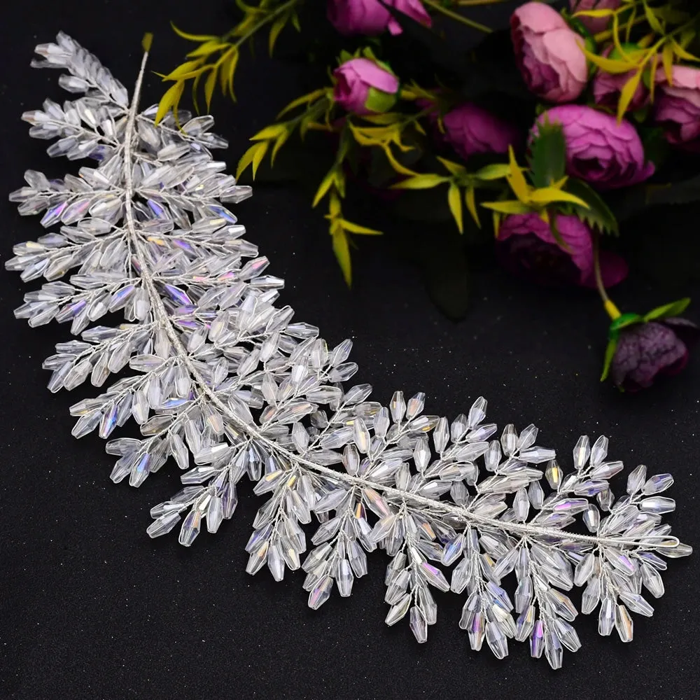 Luxurious Clear Crystal Headband for Bridal Wedding Handmade Bridal Hair Accessories