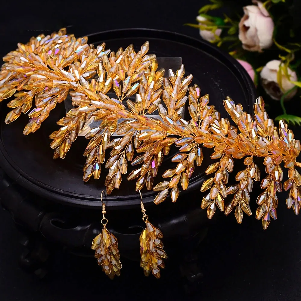 Luxurious Clear Crystal Headband for Bridal Wedding Handmade Bridal Hair Accessories