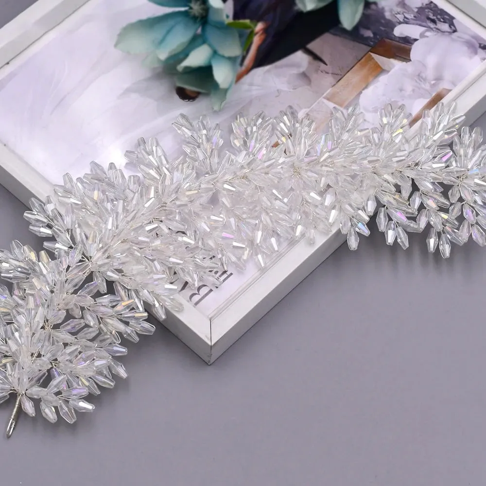 Luxurious Clear Crystal Headband for Bridal Wedding Handmade Bridal Hair Accessories