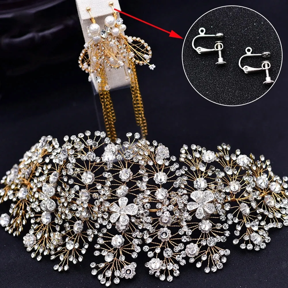 Luxurious Clear Crystal Headband for Bridal Wedding Handmade Bridal Hair Accessories