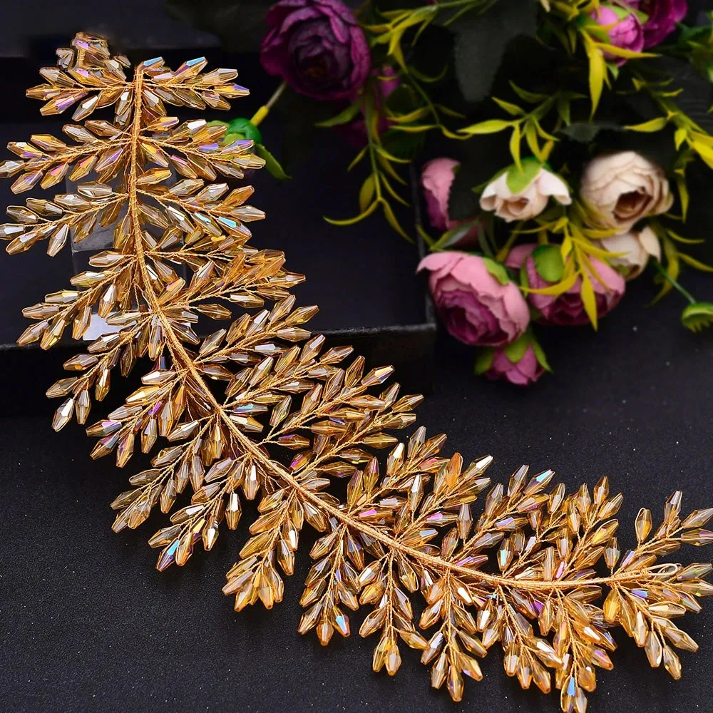 Luxurious Clear Crystal Headband for Bridal Wedding Handmade Bridal Hair Accessories