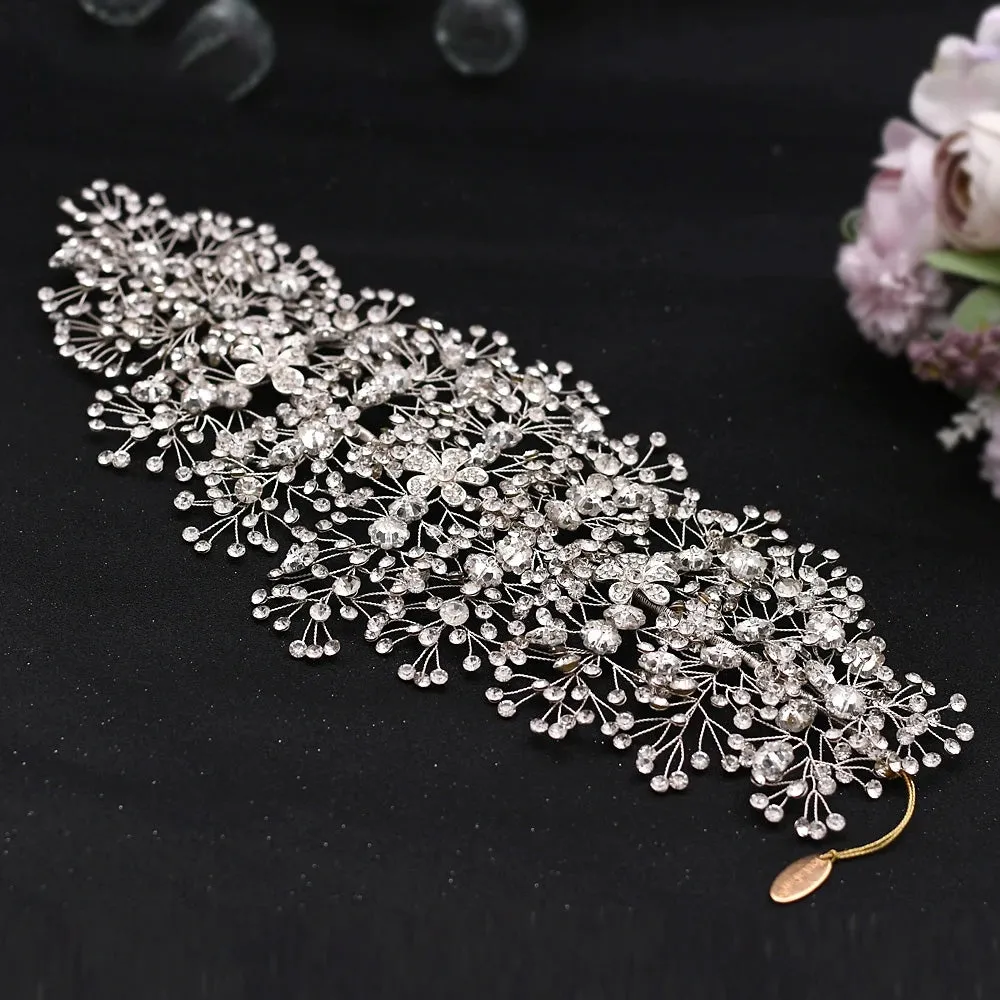 Luxurious Clear Crystal Headband for Bridal Wedding Handmade Bridal Hair Accessories
