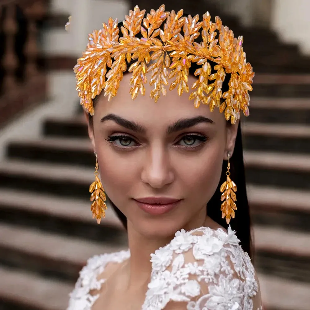 Luxurious Clear Crystal Headband for Bridal Wedding Handmade Bridal Hair Accessories