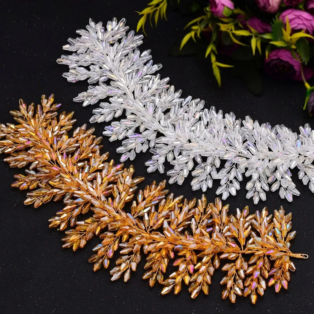 Luxurious Clear Crystal Headband for Bridal Wedding Handmade Bridal Hair Accessories