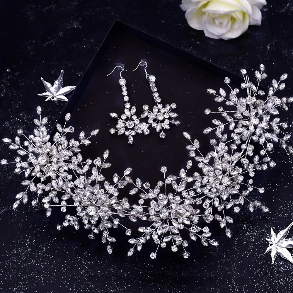 Luxurious Clear Crystal Headband for Bridal Wedding Handmade Bridal Hair Accessories
