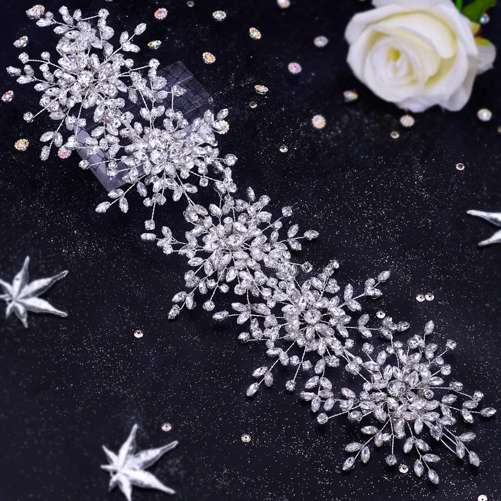 Luxurious Clear Crystal Headband for Bridal Wedding Handmade Bridal Hair Accessories