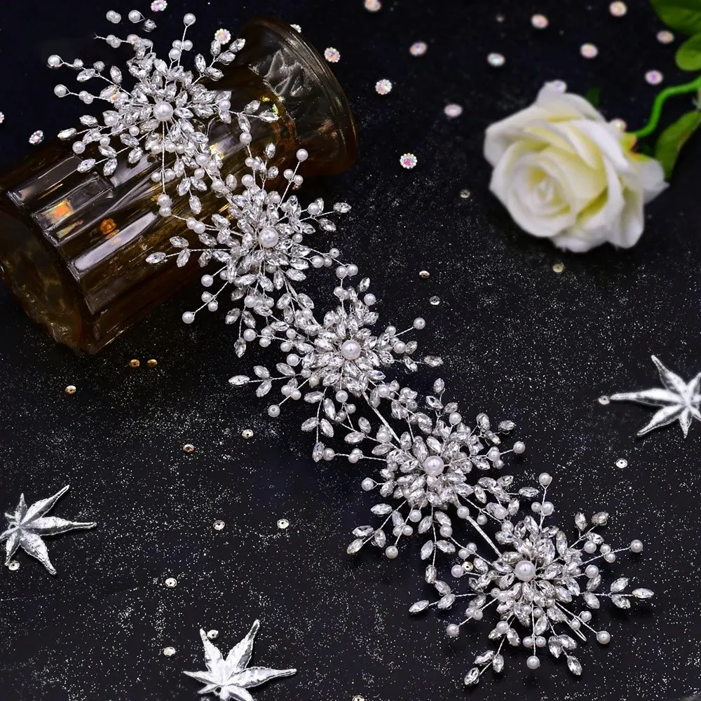 Luxurious Clear Crystal Headband for Bridal Wedding Handmade Bridal Hair Accessories