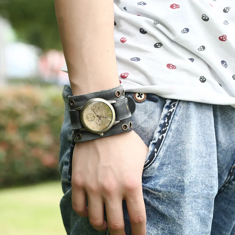 Luxurious Patina Suede Leather Band Watch