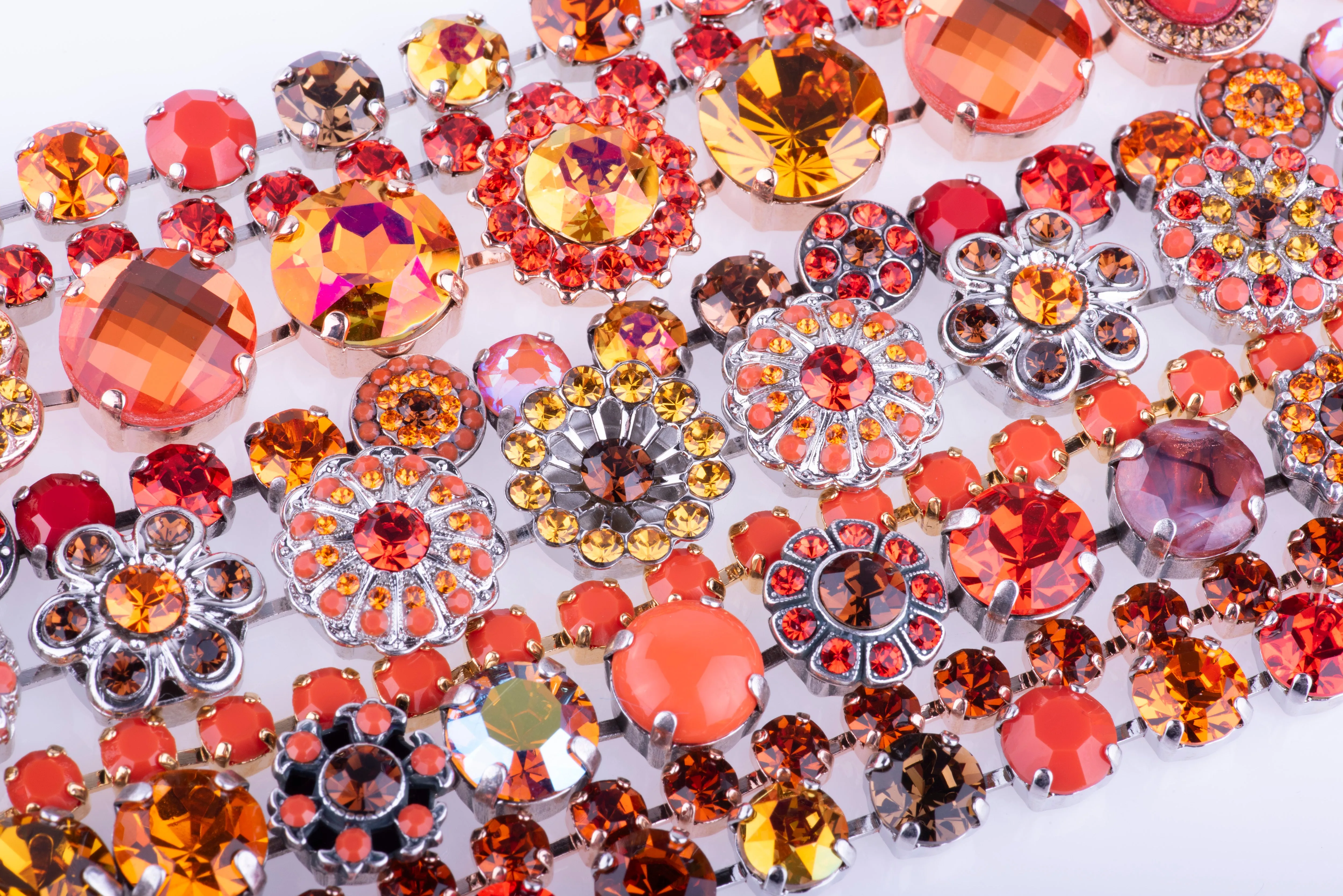 Medium Double Stone Leverback Earrings "Pumpkin Spice" - Rhodium