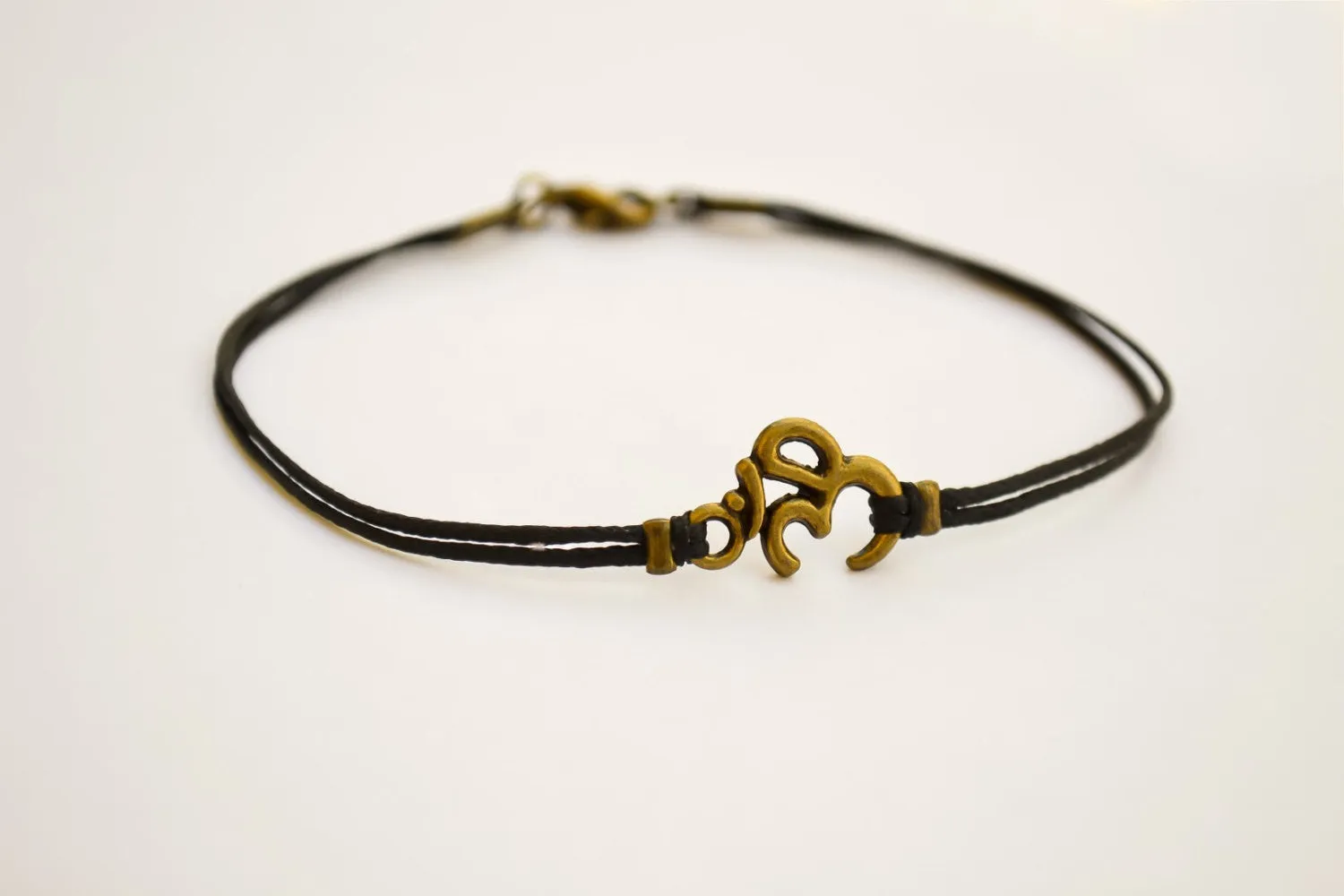 Men's bracelet with bronze tone Om charm, Yoga bracelet for men