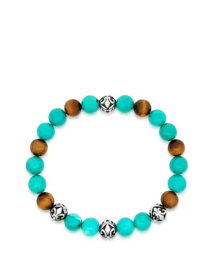 Men’s Wristband with Bali Turquoise, Tiger Eye and Silver