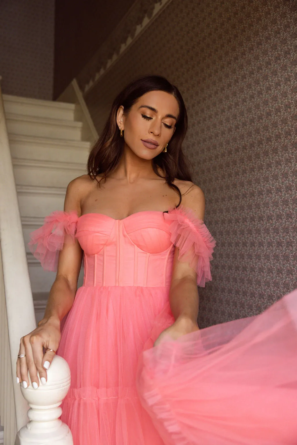 Mia Dress - Coral Pink