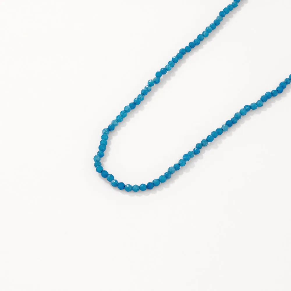 Micro Blue Agate Bead Necklace in Gold