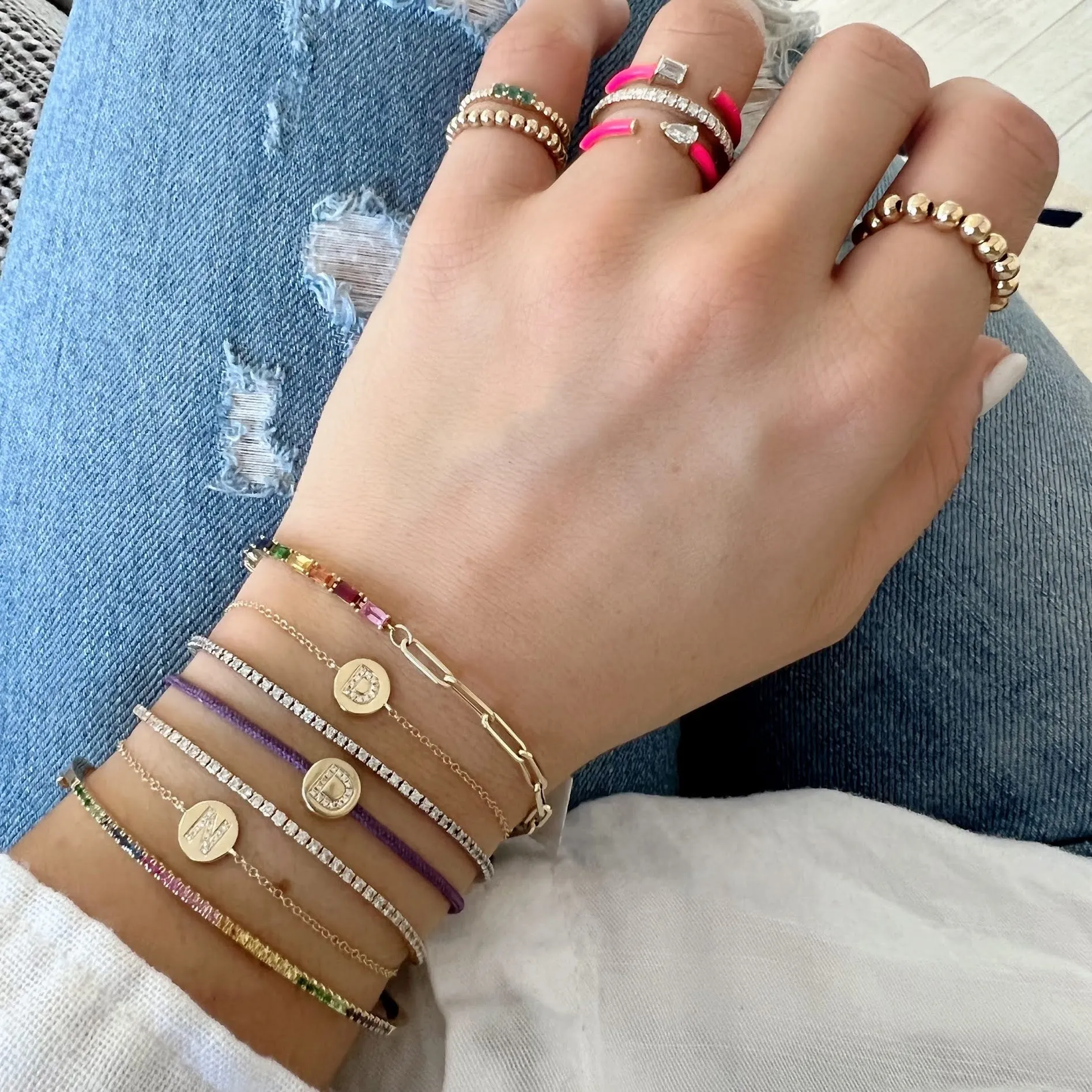 Multi Sapphire Rainbow Bangle