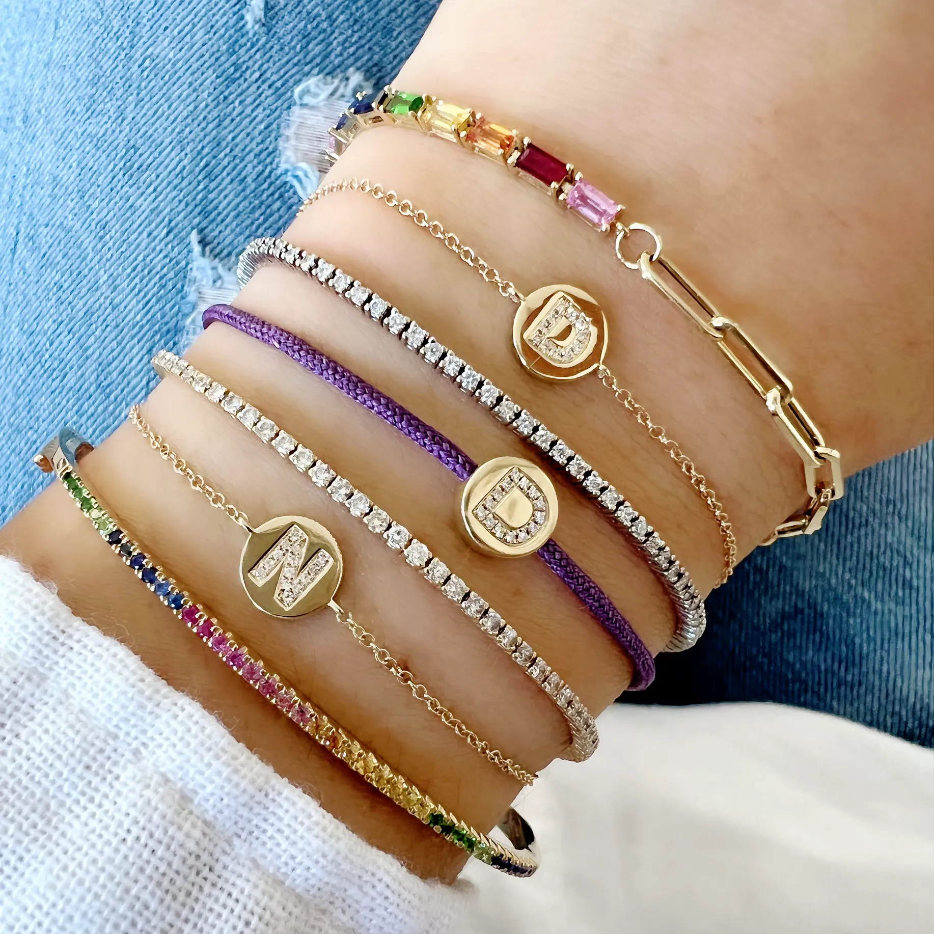 Multi Sapphire Rainbow Bangle