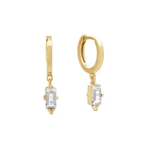 MURKANI Hanging Baguette Huggie CLEAR QUARTZ GOLD